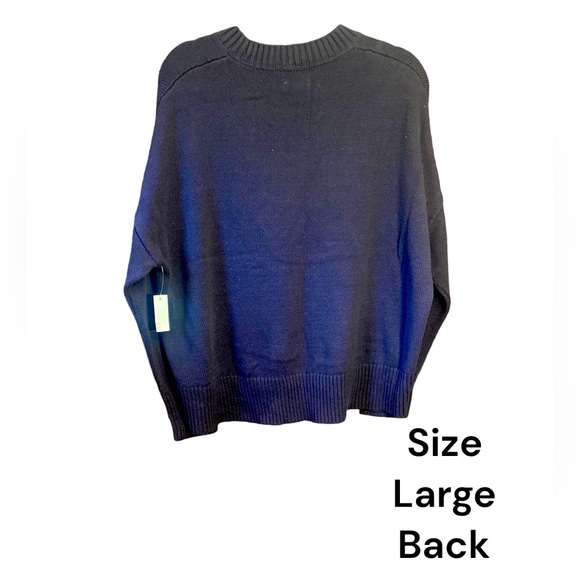 Daily Ritual Women's Boxy Crewneck Sweater Navy Blue Ribbed Mid-Weight Top NEW - Picture 5 of 8